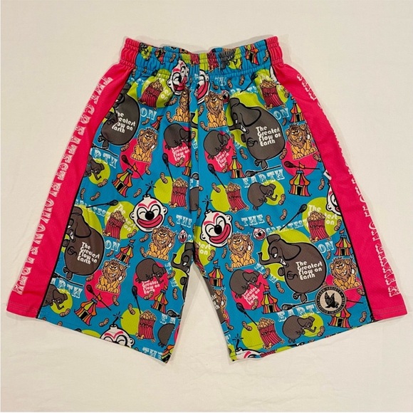 Flow Society Lacrosse Shorts Boys Small Circus Lax Greatest On Earth Elephants - Picture 1 of 5